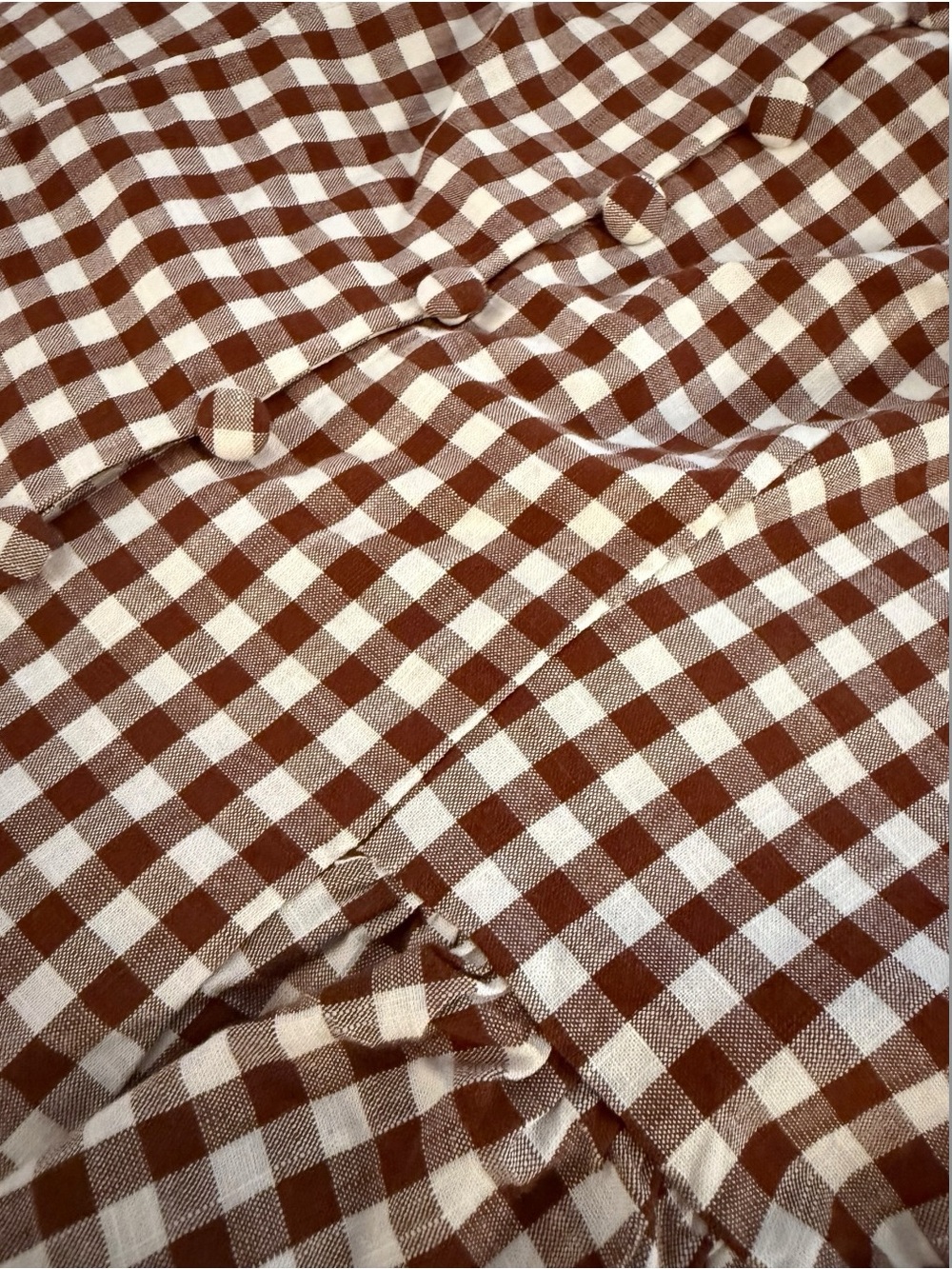 NWT Button-Front Peplum Tank Top Blouse in Brown Gingham, Women’s Large - Picture 5 of 10